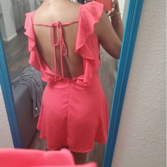 Lulus Ruffle Open Back Mini Dress - Picture 2 of 7